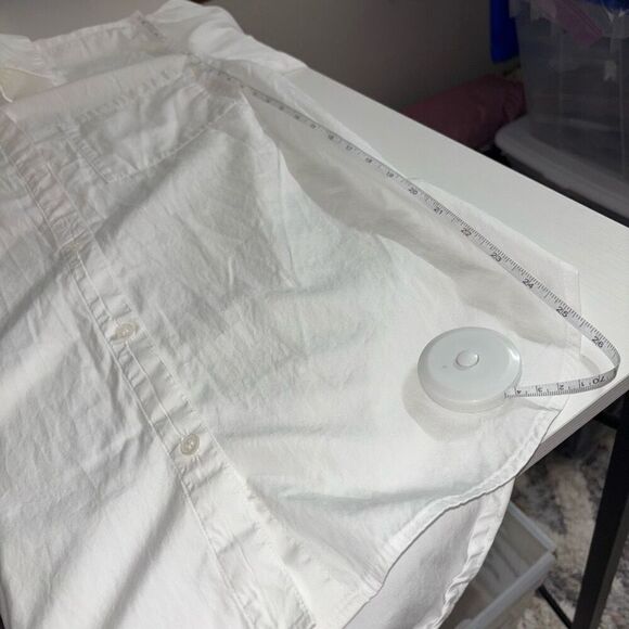 Open Edit Women White Organic Cotton Poplin Oversize Button Down Blouse Small - Picture 7 of 13